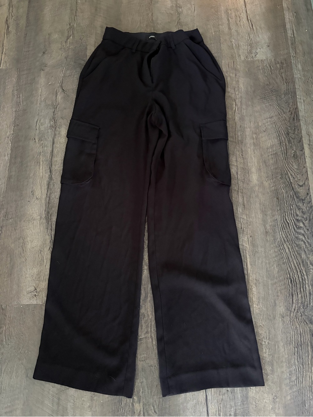 Express Black Wide-Leg Cargo Trousers